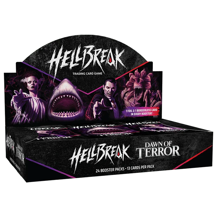 A Hellbreak card with its eleven official parts labelled, plus the unique-card bullet.